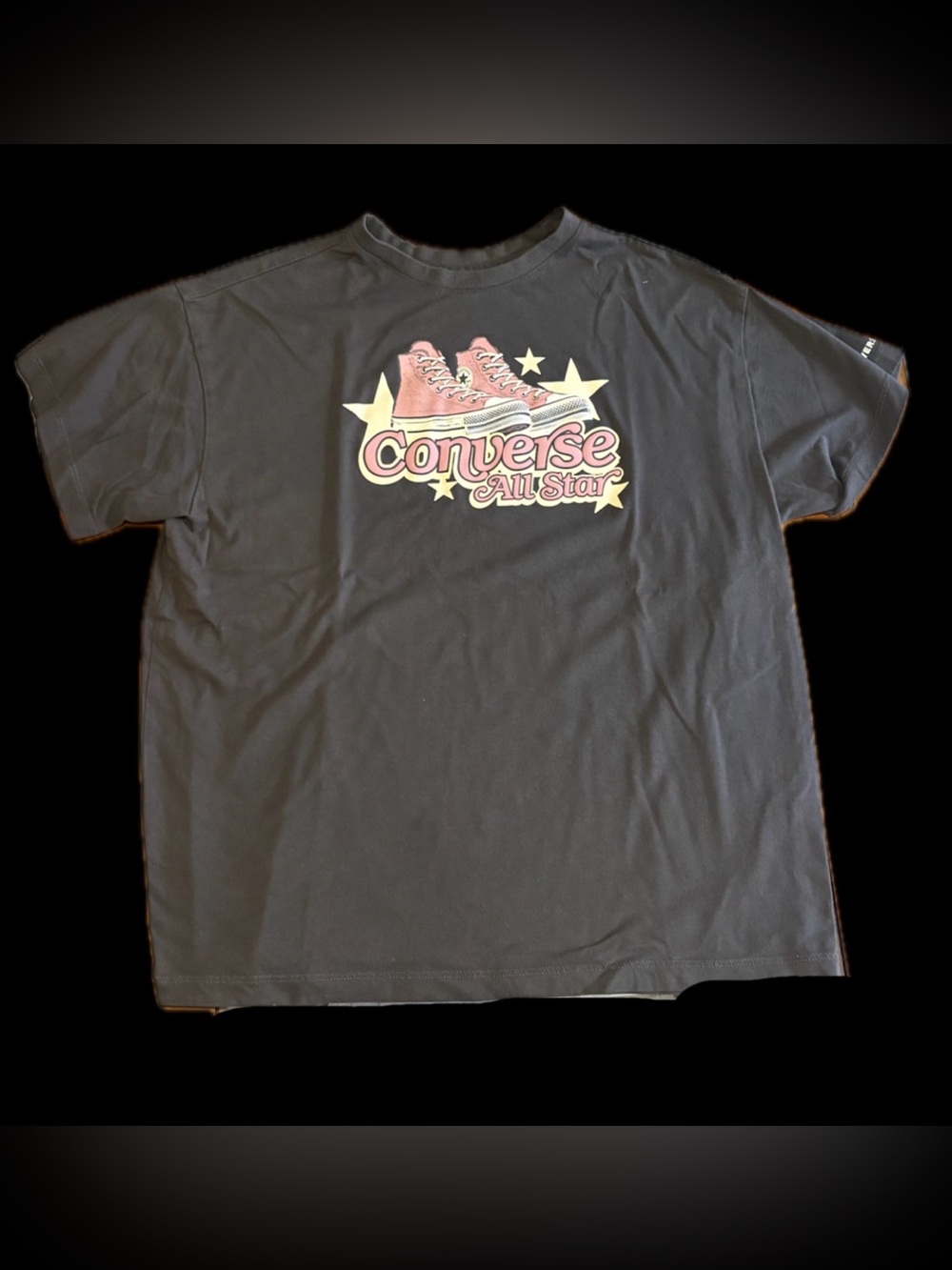 Converse Size:XL Women’s Black Tee with Pink Sneaker Graphic